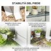 SERRA DA GIARDINO CON 2 PORTE AVVOLGIBILI, SCAFFALE A 3 RIPIANI E TASCHE LATERALI, BIANCO E GRIGIO