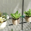 SERRA DA GIARDINO CON 2 PORTE AVVOLGIBILI, SCAFFALE A 3 RIPIANI E TASCHE LATERALI, BIANCO E GRIGIO