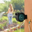 AVVOLGITUBO DA GIARDINO RETRATTILE CON TUBO DELL'ACQUA 30+2 M, DA PARETE & DA MANICO, GIREVOLE, 7 MODALITÓ, NERO