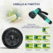 AVVOLGITUBO DA GIARDINO RETRATTILE CON TUBO DELL'ACQUA 30+2 M, DA PARETE & DA MANICO, GIREVOLE, 7 MODALITÓ, NERO