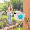 AVVOLGITUBO DA GIARDINO RETRATTILE CON TUBO DELL'ACQUA 25+2 M E 7 GETTI PER IRRIGAZIONE, VERDE E GRIGIO CHIARO