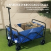 CARRELLO DA GIARDINO 62L PIEGHEVOLE CON MANIGLIA REGOLABILE, IN METALLO E TESSUTO OXFORD, 76X48X86 CM, BLU