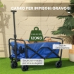 CARRELLO DA GIARDINO 62L PIEGHEVOLE CON MANIGLIA REGOLABILE, IN METALLO E TESSUTO OXFORD, 76X48X86 CM, BLU