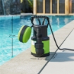 POMPA ACQUA SPORCA/PULITA 400W, 9.000L/H, POMPA SOMMERSA ACQUE SPORCHE 7M PROFONDITÓ MAX, GESTISCE PARTICELLE FINO A 15MM, INTERRUTTORE A GALLEGGIANTE, VERDE