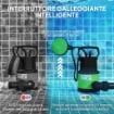 POMPA ACQUA SPORCA/PULITA 400W, 9.000L/H, POMPA SOMMERSA ACQUE SPORCHE 7M PROFONDITÓ MAX, GESTISCE PARTICELLE FINO A 15MM, INTERRUTTORE A GALLEGGIANTE, VERDE
