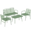 SET GIARDINO 4 PEZZI, DIVANO ESTERNO METALLO CON DOGHE, VERDE