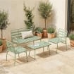 SET GIARDINO 4 PEZZI, DIVANO ESTERNO METALLO CON DOGHE, VERDE