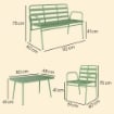 SET GIARDINO 4 PEZZI, DIVANO ESTERNO METALLO CON DOGHE, VERDE