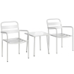 SET BISTR= 3 PEZZI: TAVOLINO IN VETRO E 2 SEDIE, ARREDO ESTERNO BIANCO.