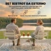 SET BISTR= 3 PEZZI: TAVOLINO IN VETRO E 2 SEDIE, ARREDO ESTERNO BIANCO.