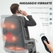 SEDIA DA UFFICIO MASSAGGIANTE E RISCALDATA, RECLINABILE IN TESSUTO EFFETTO LINO, CON POGGIAPIEDI, GRIGIO