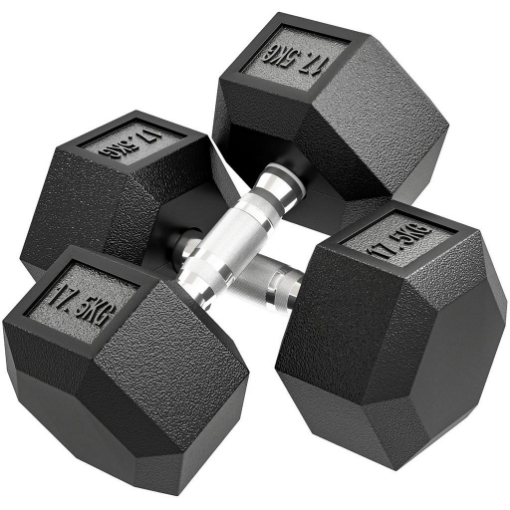 SET DI MANUBRI PALESTRA DA 2X17.5 KG CON IMPUGNATURA ANTISCIVOLO, IN METALLO, PER ALLENAMENTO FITNESS, NERO
