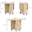 TAVOLO PIEGHEVOLE CON 2 CASSETTI E ARMADIETTO, 6 ROTELLE E FRENI, 120X60X76.5 CM, COLOR LEGNO