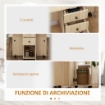 TAVOLO PIEGHEVOLE CON 2 CASSETTI E ARMADIETTO, 6 ROTELLE E FRENI, 120X60X76.5 CM, COLOR LEGNO