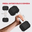 SET DI MANUBRI PALESTRA CON SUPPORTO IN METALLO CON IMPUGNATURA ANTISCIVOLO, 2X4KG, 2X6KG, 2X8KG, NERO