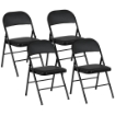 SET 2 SEDIE PIEGHEVOLI IMBOTTITE IN FINTA PELLE PU E METALLO, 45X46X78 CM, NERO