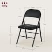 SET 2 SEDIE PIEGHEVOLI IMBOTTITE IN FINTA PELLE PU E METALLO, 45X46X78 CM, NERO