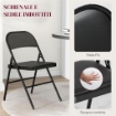 SET 2 SEDIE PIEGHEVOLI IMBOTTITE IN FINTA PELLE PU E METALLO, 45X46X78 CM, NERO