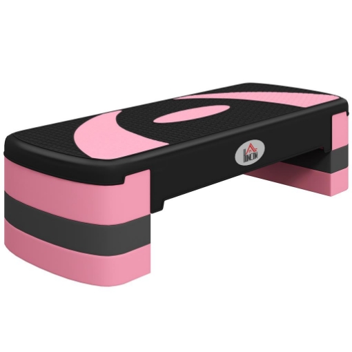 STEP FITNESS DA AEROBICA REGOLABILE SU 3 ALTEZZE, IN PLASTICA, 80X31X10/15/20 CM, ROSA