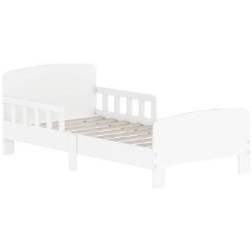 LETTO PER BAMBINI CON SPONDA ANTICADUTA E RETE A DOGHE, 3-8 ANNI, 70X140 CM, BIANCO