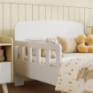 LETTO PER BAMBINI CON SPONDA ANTICADUTA E RETE A DOGHE, 3-8 ANNI, 70X140 CM, BIANCO