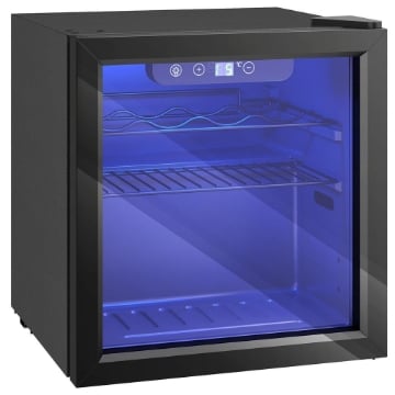 CANTINETTA VINO REFRIGERATA 12 BOTTIGLIE 36L, TEMPERATURA REGOLABILE 4-16¦C CON VETRO ANTI UV, NERA