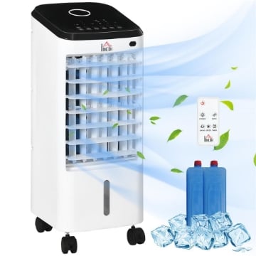 RAFFRESCATORE EVAPORATIVO 3 IN 1, VENTILATORE, UMIDIFICATORE CON GHIACCIO E DEUMIDIFICATORE, BIANCO