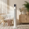 VENTILATORE A TORRE PER CAMERA DA LETTO, VENTILATORE DA PAVIMENTO OSCILLANTE A 70¦, 4 MODALITÓ, 3 VELOCITÓ, TIMER 24 ORE, BIANCO
