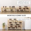 CANTINETTA PORTABOTTIGLIE IN LEGNO DI PINO CON 6 RIPIANI 114X28X80 CM
