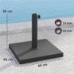 BASE PER OMBRELLONE QUADRATA DA 14.5 KG CON MANOVELLA IN HDPE E CEMENTO 44X44X30 CM NERO