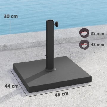 BASE PER OMBRELLONE QUADRATA DA 14.5 KG CON MANOVELLA IN HDPE E CEMENTO 44X44X30 CM NERO
