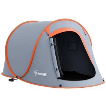 TENDA DA CAMPEGGIO POP UP IMPERMEABILE CON ACCESSORI E BORSA DI TRASPORTO, 245X148X105 CM, GRIGIO