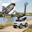 MACCHINA CAVALCABILE LICENZA LAND ROVER CON MANIGLIA E BARRIERA, IN PP E ACCIAIO, 84X40X94.5 CM, BIANCO