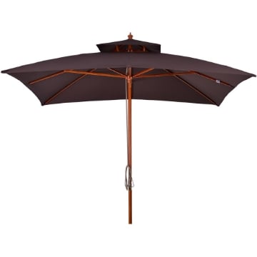 OMBRELLONE DA GIARDINO 3X3 M 8 STECCHE COPERTURA A 2 LIVELLI MARRONE
