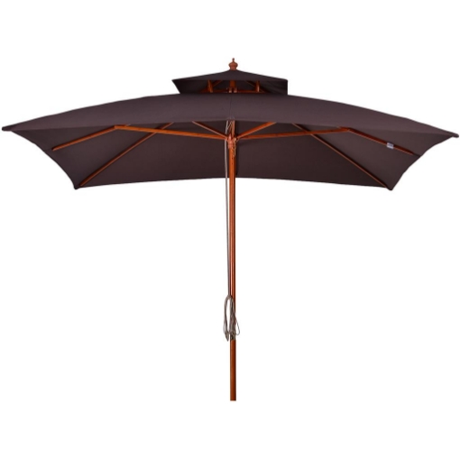 OMBRELLONE DA GIARDINO 3X3 M 8 STECCHE COPERTURA A 2 LIVELLI MARRONE