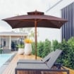 OMBRELLONE DA GIARDINO 3X3 M 8 STECCHE COPERTURA A 2 LIVELLI MARRONE