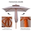OMBRELLONE DA GIARDINO 3X3M CON 8 STECCHE IN BAMBÙ E COPERTURA PARASOLE A 2 LIVELLI GRIGIO