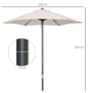 OMBRELLONE DA GIARDINO 2X2M ROTONDO CON PALO CENTRALE IN ALLUMINIO E POLIESTERE CREMA