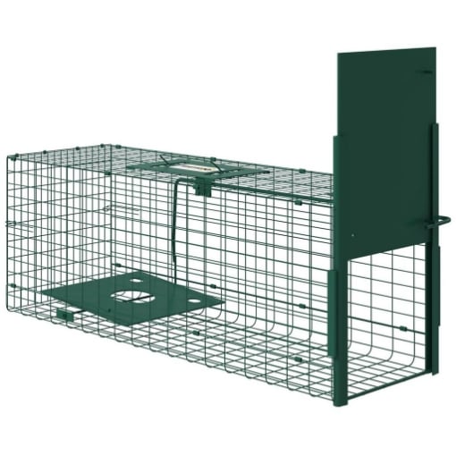 GABBIA TRAPPOLA PER ANIMALI PICCOLI CON UNA PORTA E MANIGLIA, 80X25X30 CM, VERDE SCURO