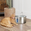 Fontanella per Gatto 2.5L con Luce LED e 2 ModalitÓ di Flusso, in Acciaio Inox, 19.4x19.4x18.7 cm, Argento