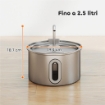 Fontanella per Gatto 2.5L con Luce LED e 2 ModalitÓ di Flusso, in Acciaio Inox, 19.4x19.4x18.7 cm, Argento