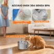 Fontanella per Gatto 2.5L con Luce LED e 2 ModalitÓ di Flusso, in Acciaio Inox, 19.4x19.4x18.7 cm, Argento