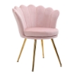 POLTRONA DA SALOTTO A CONCHIGLIA STILE VINTAGE IN VELLUTO CON GAMBE DORATE ROSA