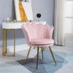 POLTRONA DA SALOTTO A CONCHIGLIA STILE VINTAGE IN VELLUTO CON GAMBE DORATE ROSA