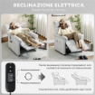POLTRONA RECLINABILE CON POGGIAPIEDI, RISCALDAMENTO, 8 PUNTI MASSAGGIO E 5 MODALITÓ, TESSUTO VELLUTATO, GRIGIO