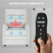 POLTRONA RECLINABILE CON POGGIAPIEDI, RISCALDAMENTO, 8 PUNTI MASSAGGIO E 5 MODALITÓ, TESSUTO VELLUTATO, GRIGIO