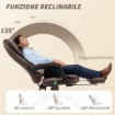 POLTRONA DA UFFICIO CON TELECOMANDO E 6 PUNTI DI MASSAGGIO, IN MICROFIBRA, 65X70X111-119 CM, MARRONE
