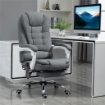 POLTRONA DA UFFICIO CON TELECOMANDO E 6 PUNTI DI MASSAGGIO, IN TESSUTO MISTO VELLUTO E LINO, 67X79X111-121 CM, GRIGIO