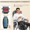 POLTRONA DA UFFICIO CON TELECOMANDO E 6 PUNTI DI MASSAGGIO, IN TESSUTO MISTO VELLUTO E LINO, 67X79X111-121 CM, GRIGIO