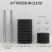 SET PESI MANUBRI DA 30 KG (8X2.5 KG, 4X1.5 KG) CON 12 DISCHI E 2 MANUBRI DA 2 KG, 43X18X7.5 CM, NERO